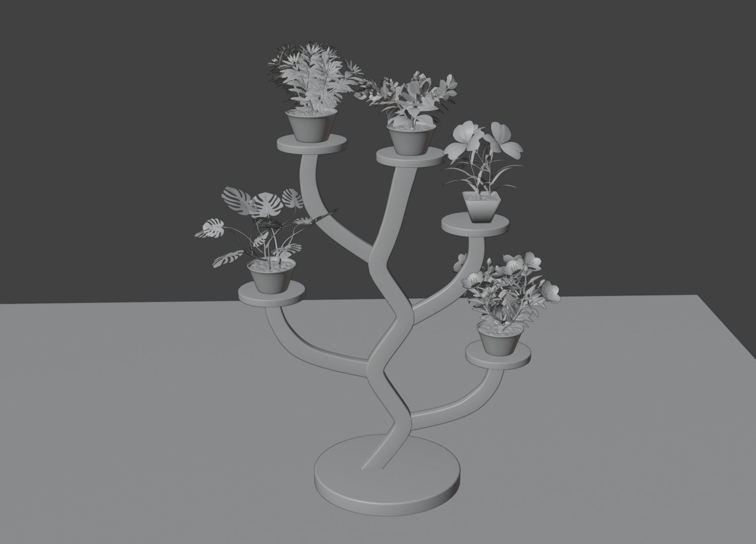 Plant Shelve Rack 3D Design Low-poly 3D model_3