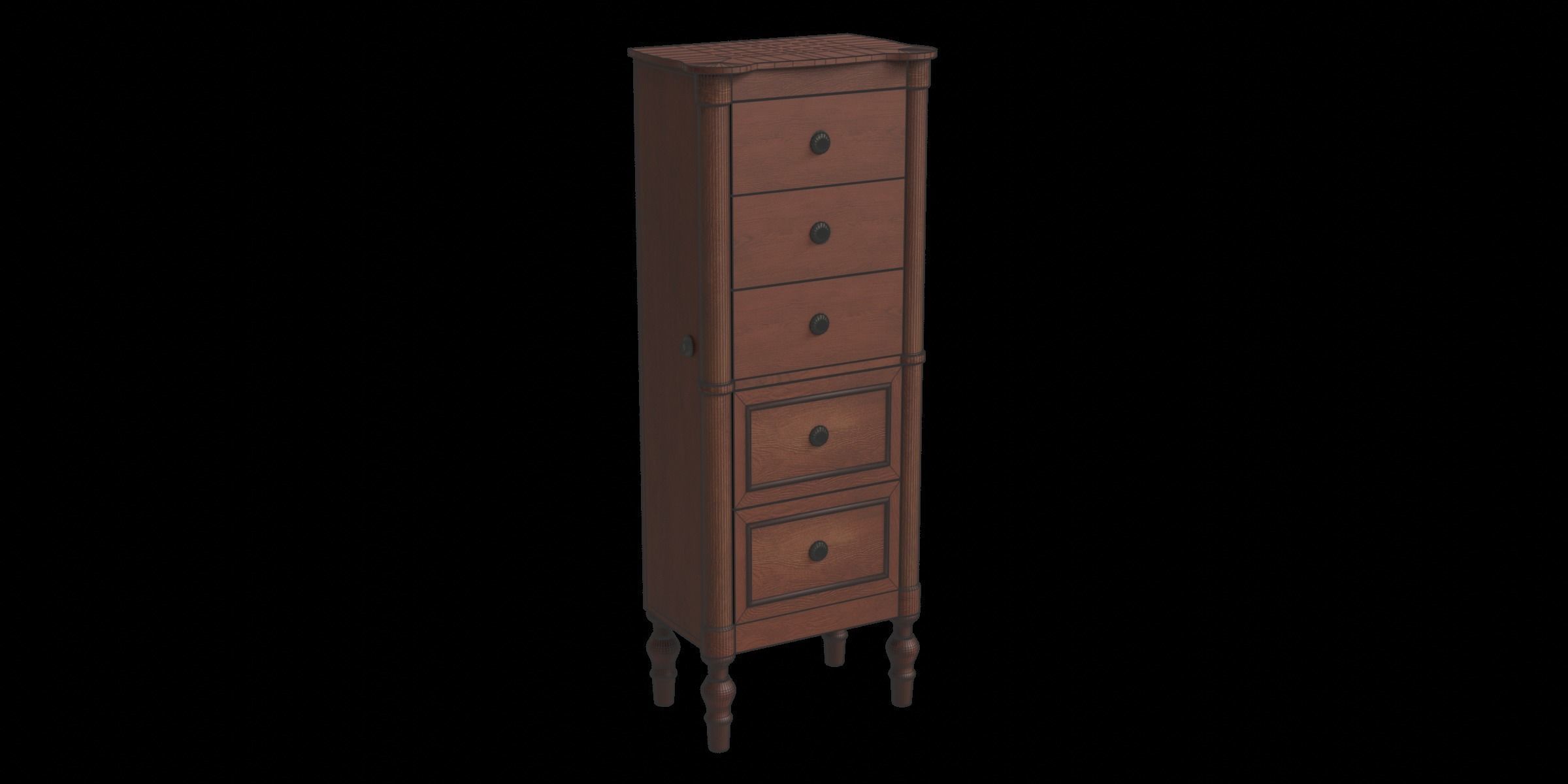 Suzanne Jewelry Armoire Walnut Low-poly 3D model_3