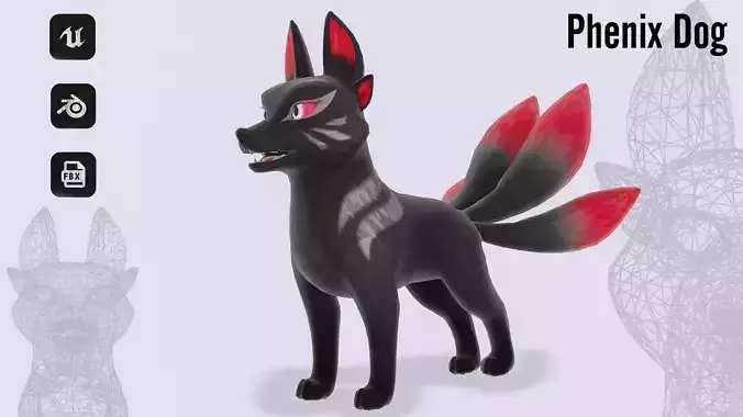 Four Tailed Fox - Game Ready 3D model - UE4 Low-poly 3D model