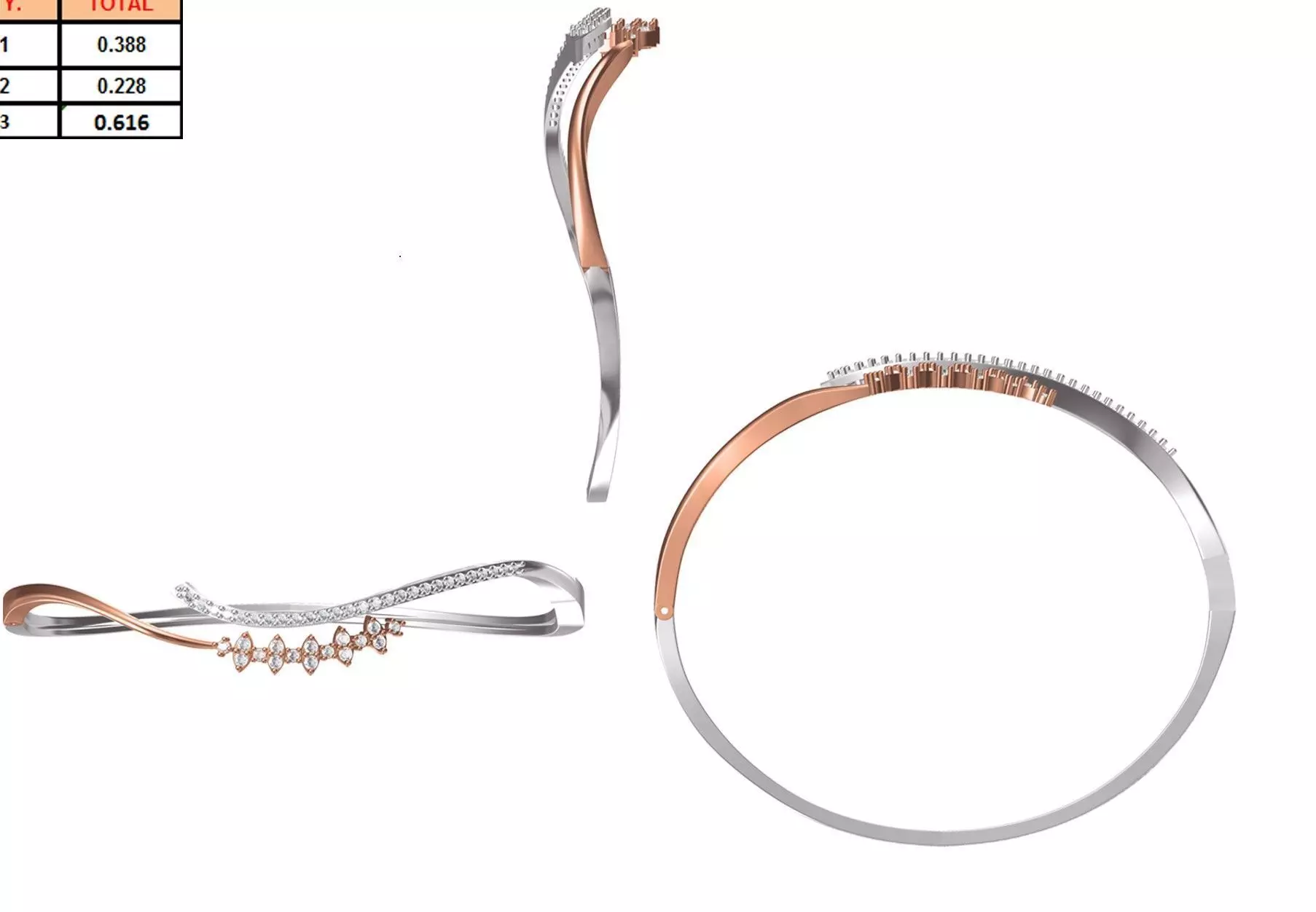 Women Bangle Bracelet STL JCD Details 3D print model_0