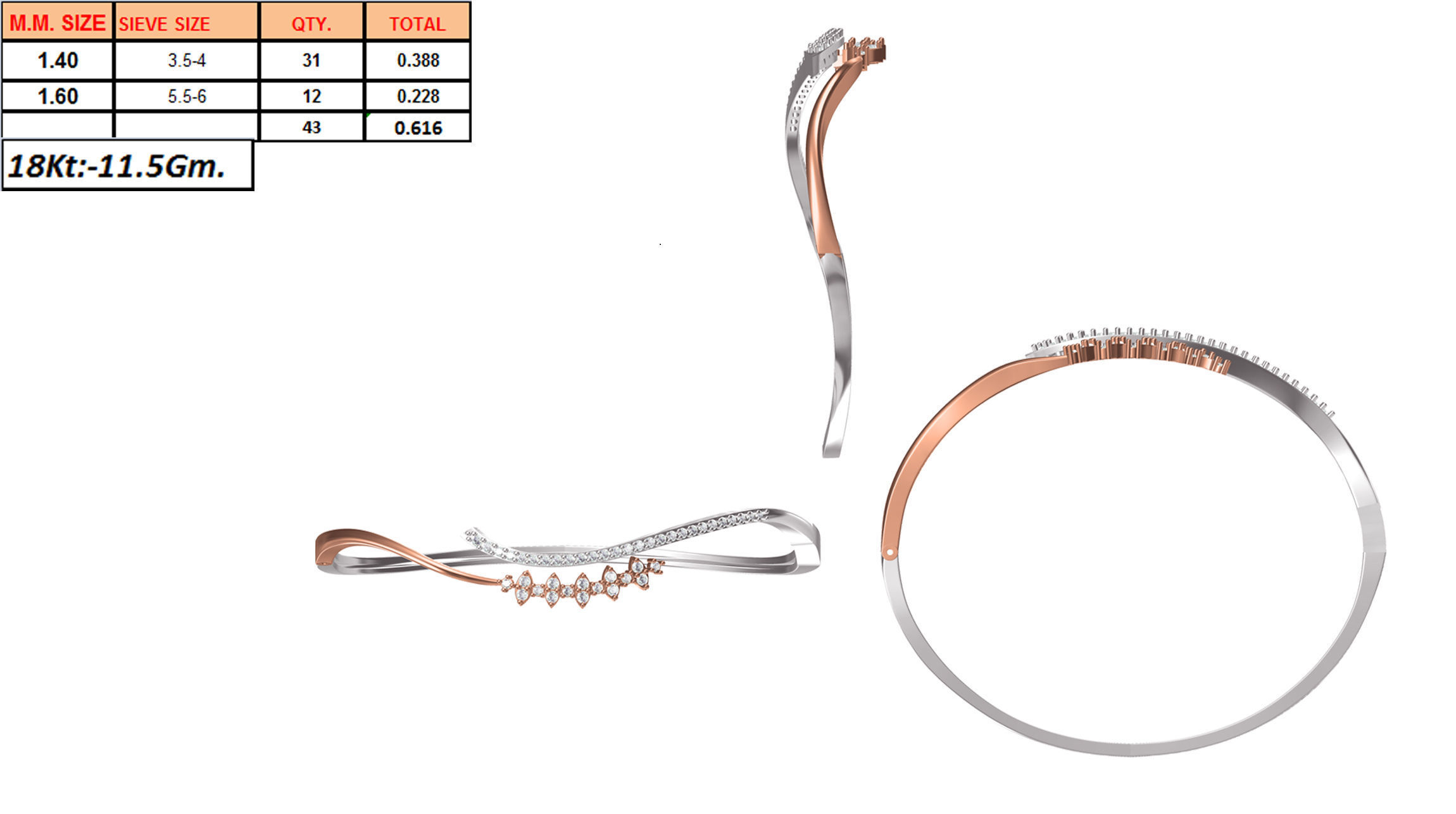 Women Bangle Bracelet STL JCD Details 3D print model_1