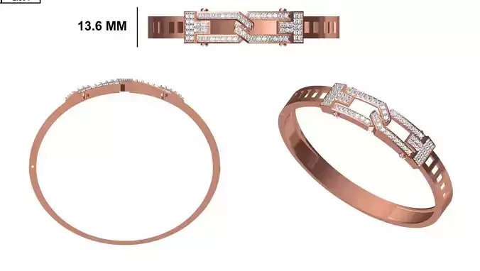 Women Bangle Bracelet STL JCD Details