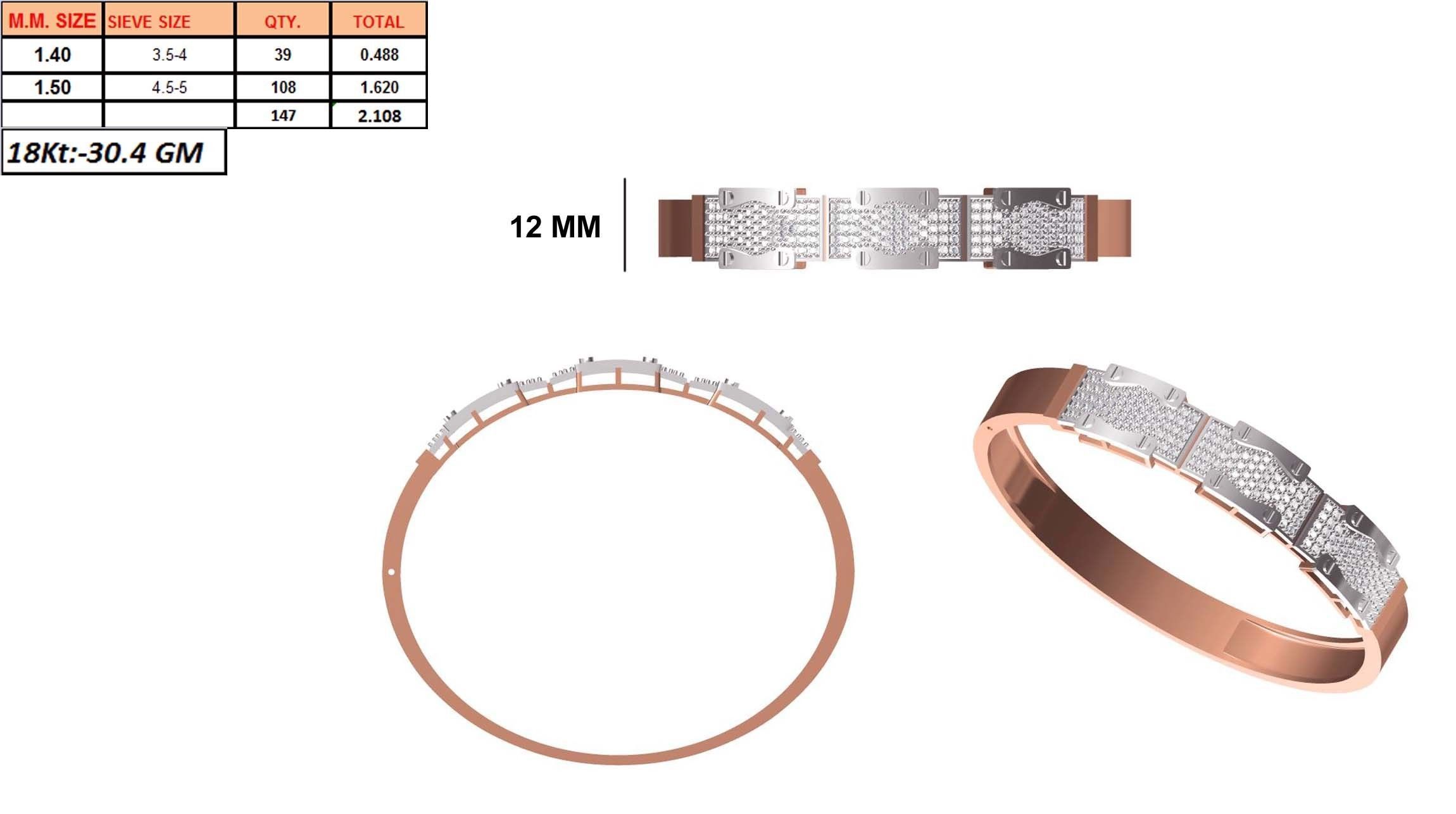 Women Bangle Bracelet STL JCD Details 3D print model_1