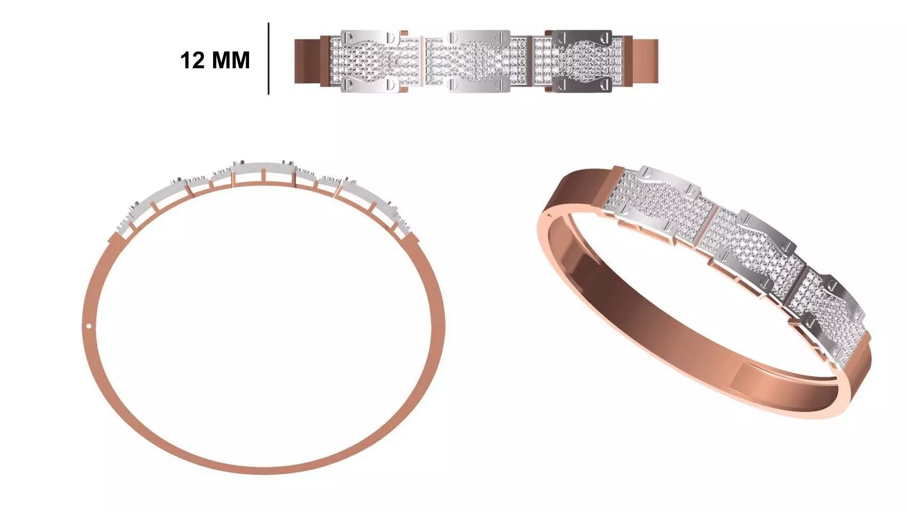 Women Bangle Bracelet STL JCD Details 3D print model_0