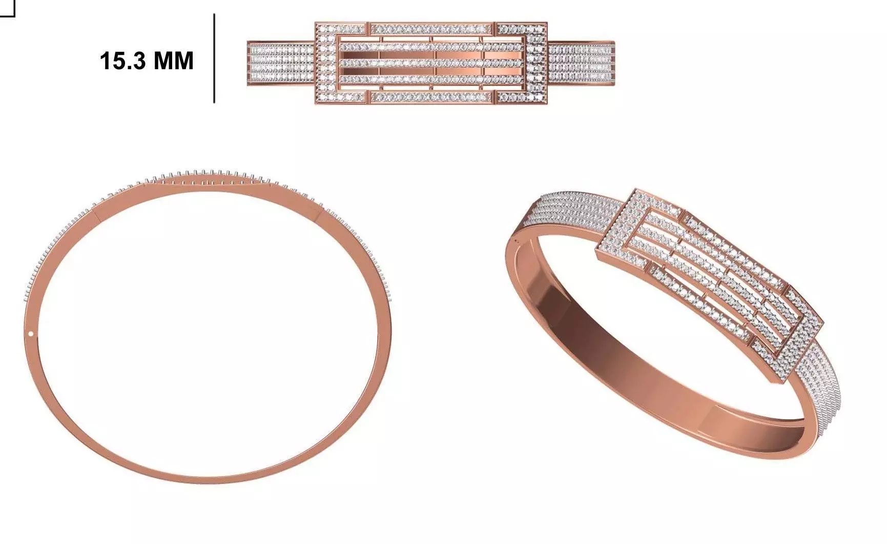 Women Bangle Bracelet STL JCD Details 3D print model_0