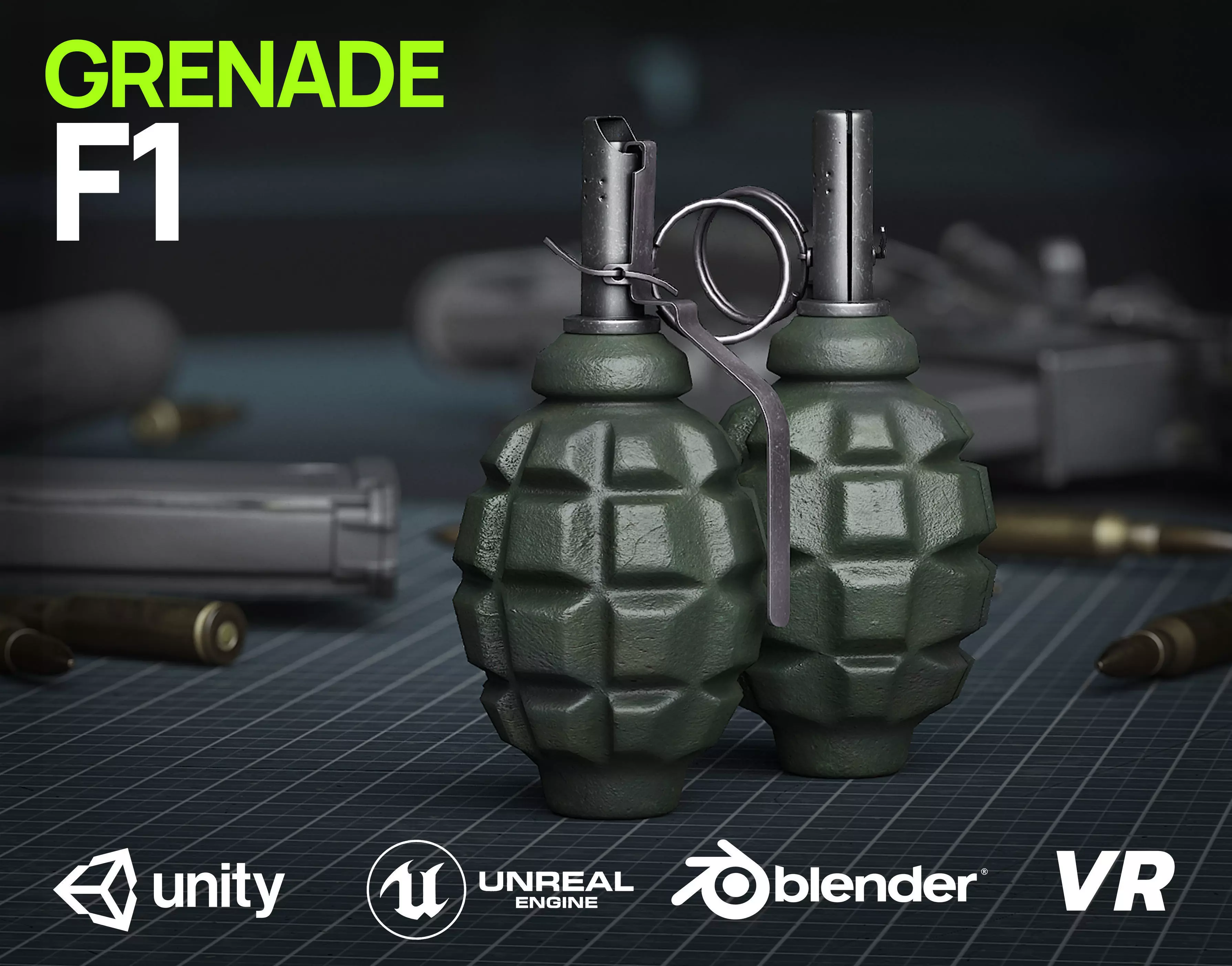 Game Ready F1 Grenade Low-poly 3D model_0