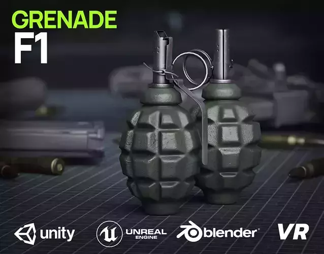 Game Ready F1 Grenade Low-poly 3D model