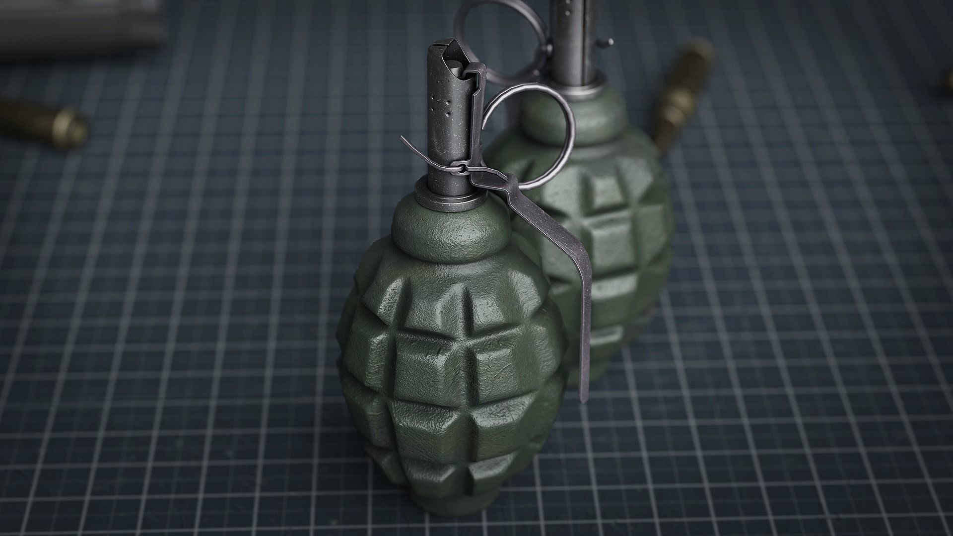 Game Ready F1 Grenade Low-poly 3D model_2