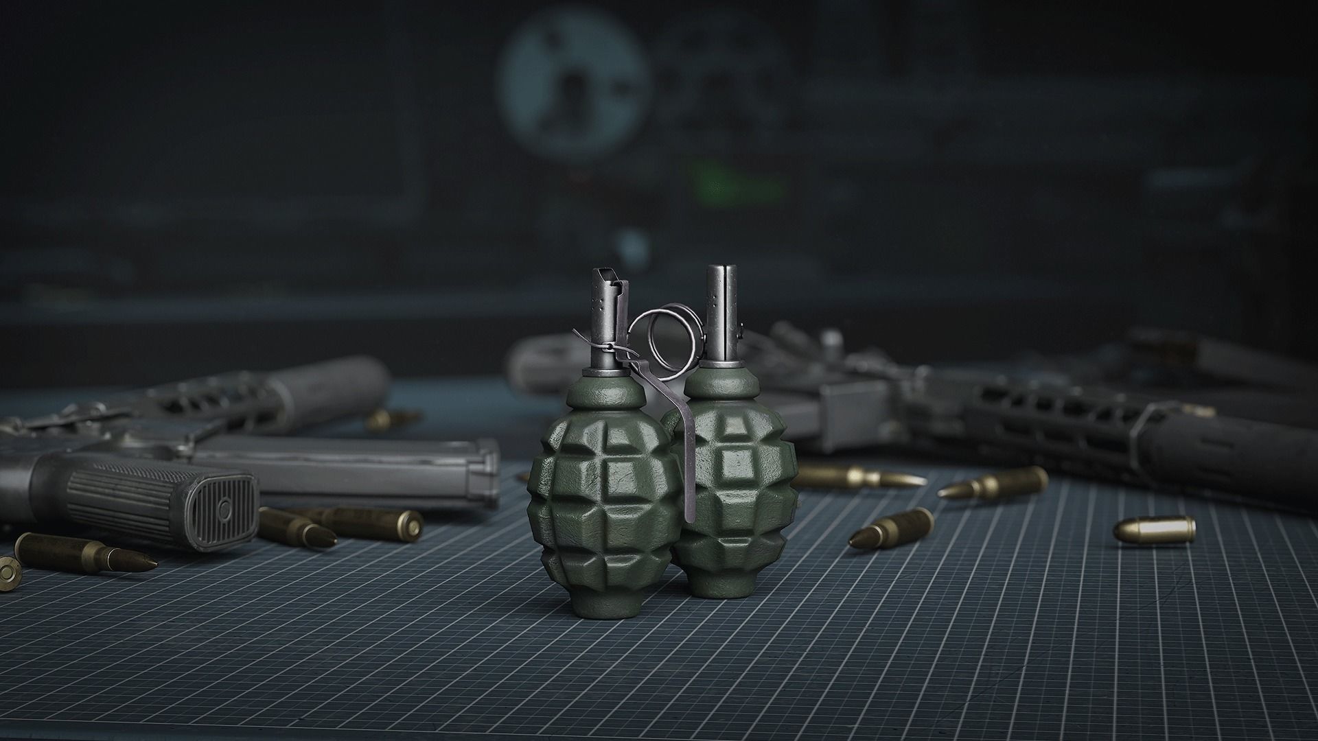 Game Ready F1 Grenade Low-poly 3D model_1