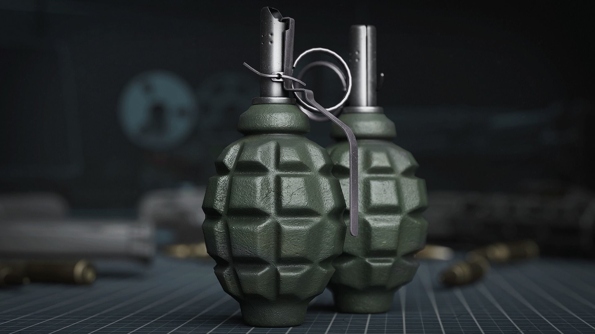 Game Ready F1 Grenade Low-poly 3D model_3