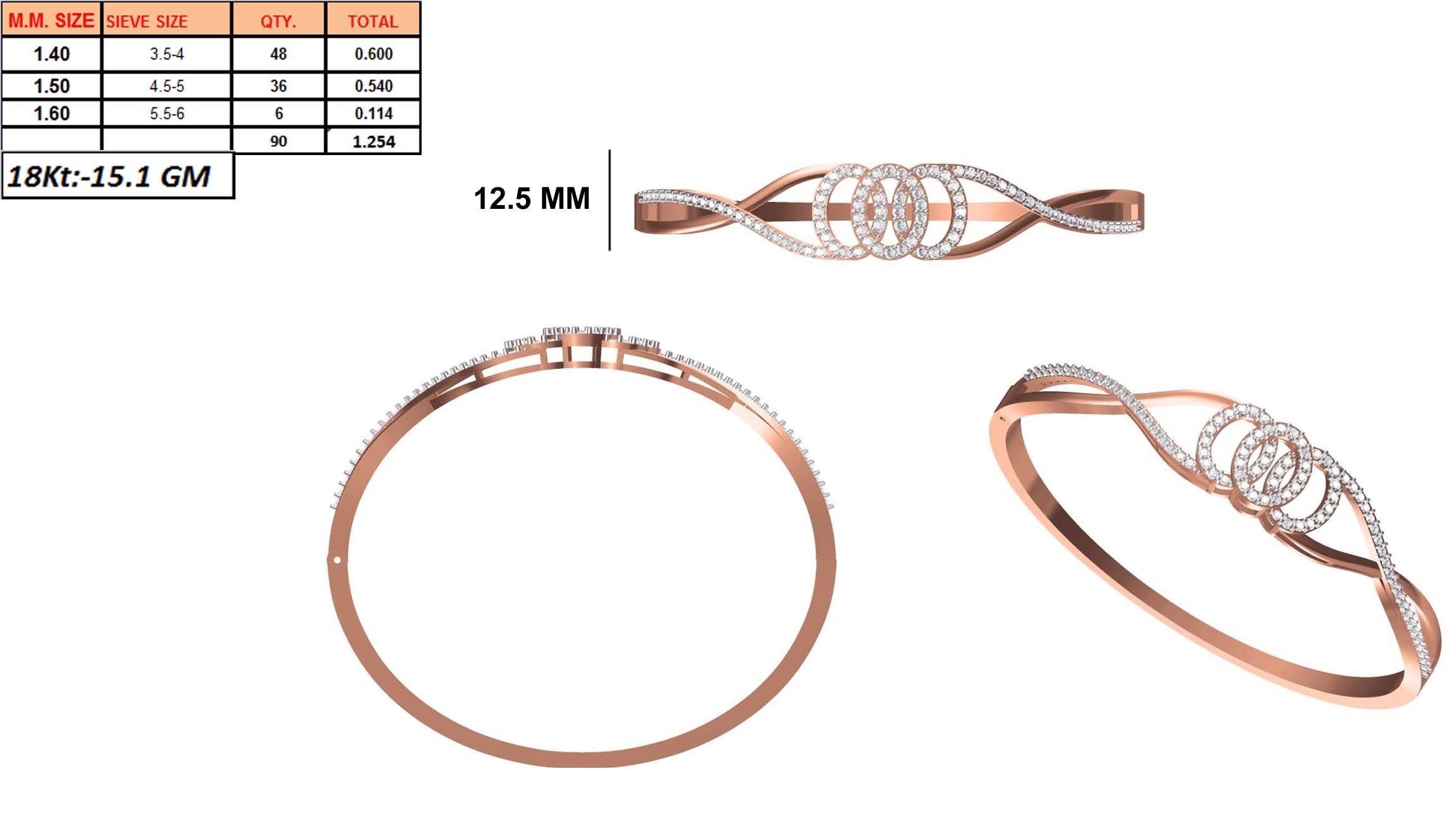 Women Bangle Bracelet STL JCD Details 3D print model_1