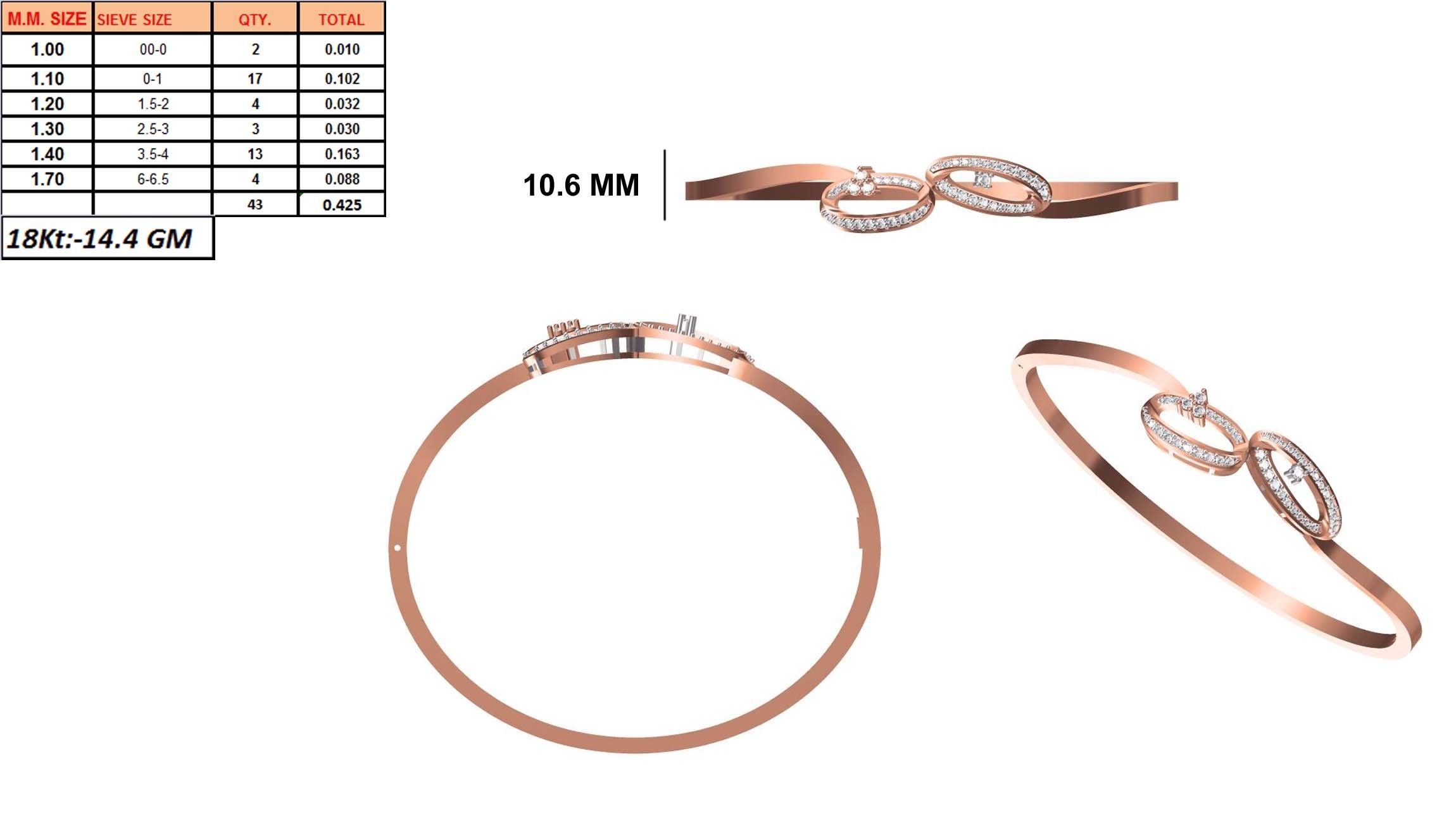 Women Bangle Bracelet STL JCD Details 3D print model_1