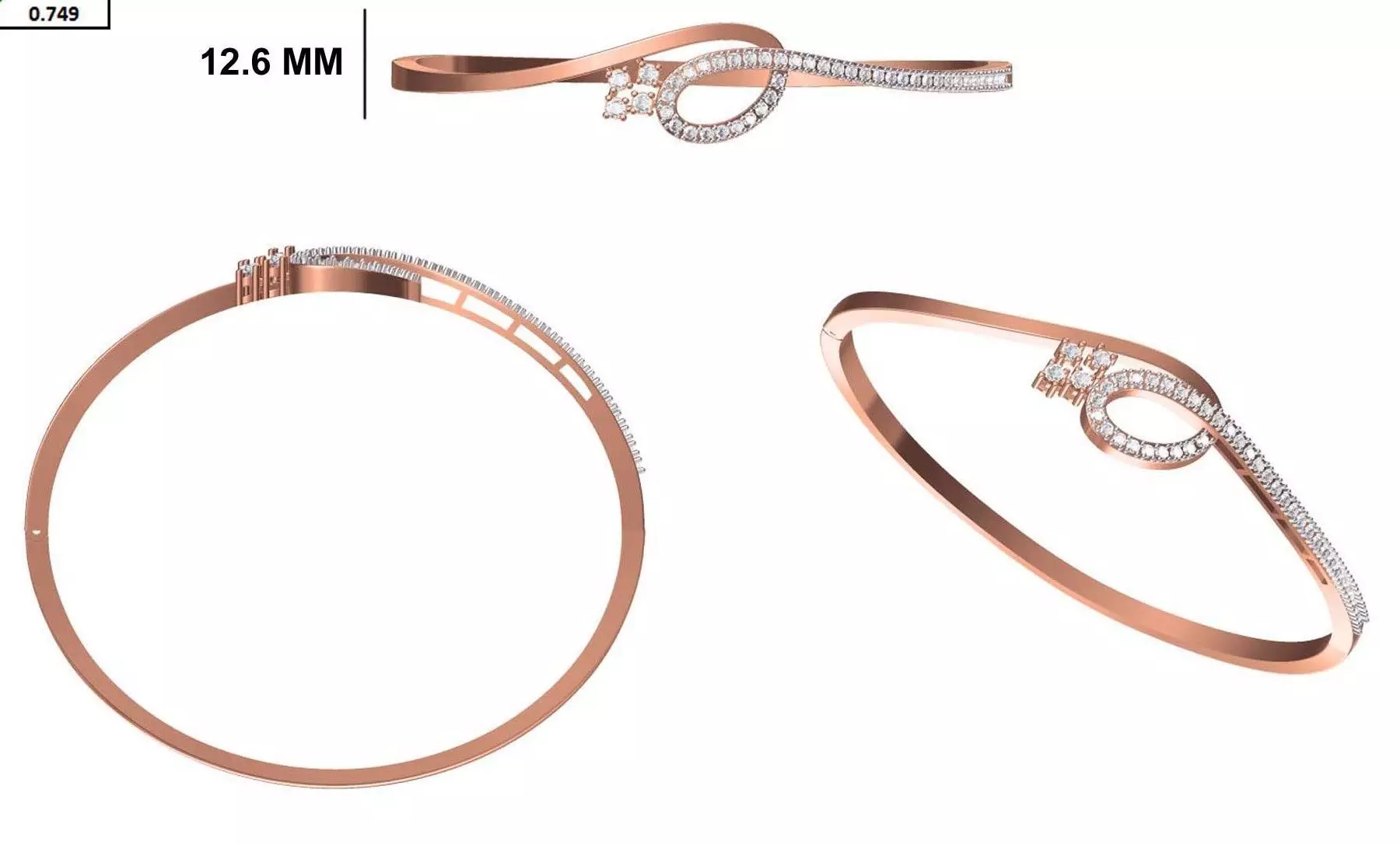 Women Bangle Bracelet STL JCD Details 3D print model_0