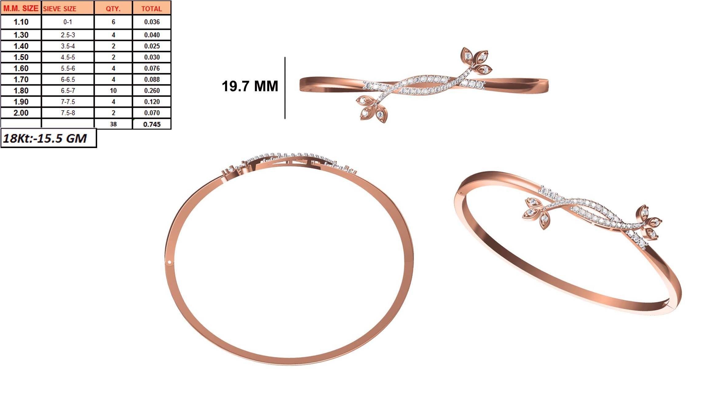 Women Bangle Bracelet STL JCD Details 3D print model_1