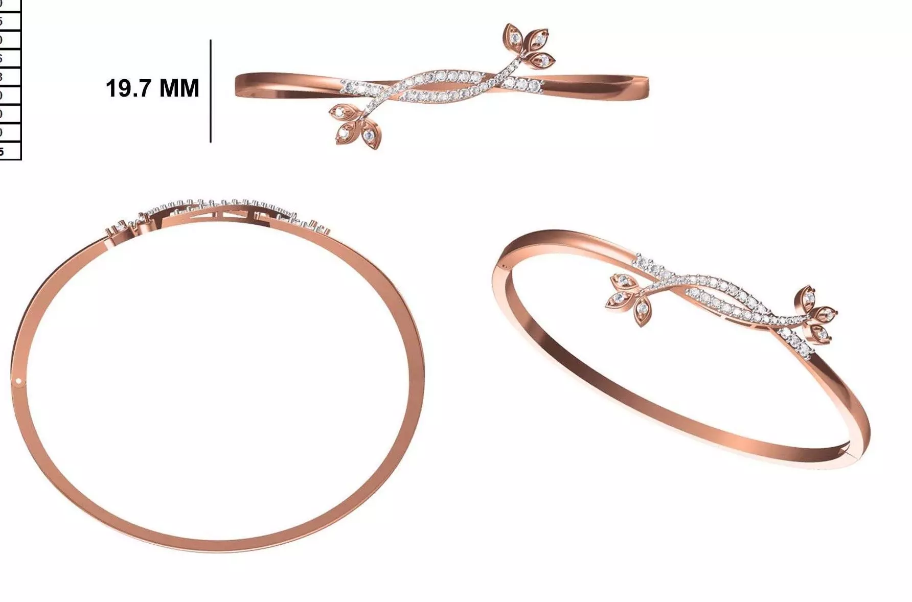 Women Bangle Bracelet STL JCD Details 3D print model_0