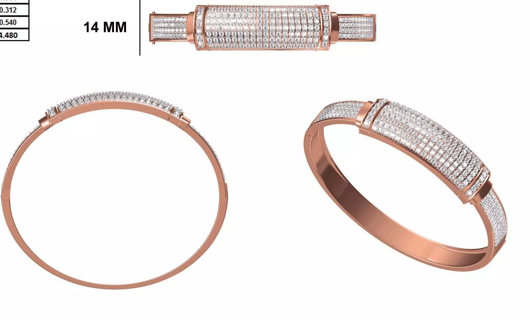 Women Bangle Bracelet STL JCD Details 3D print model_0