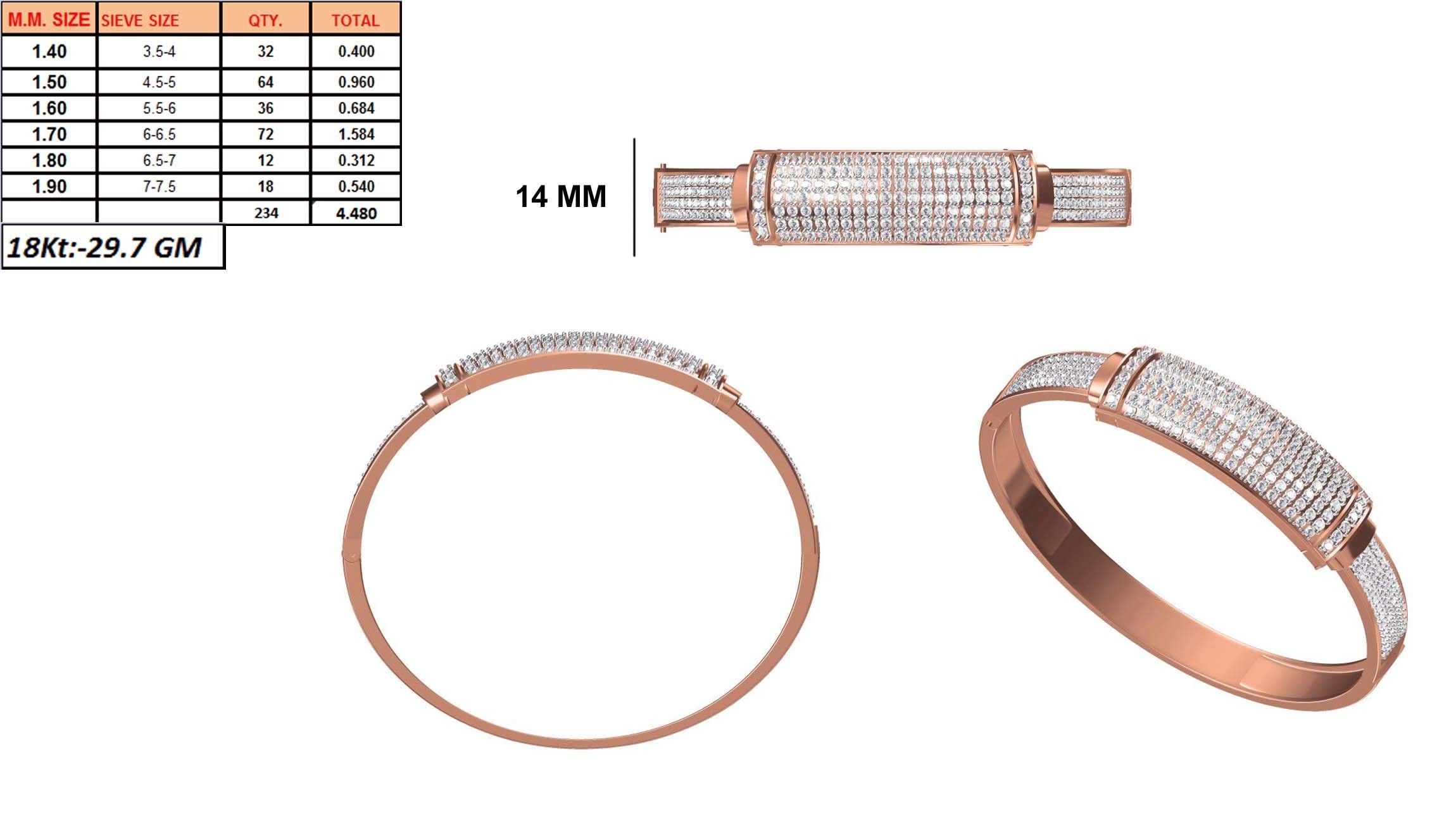 Women Bangle Bracelet STL JCD Details 3D print model_1