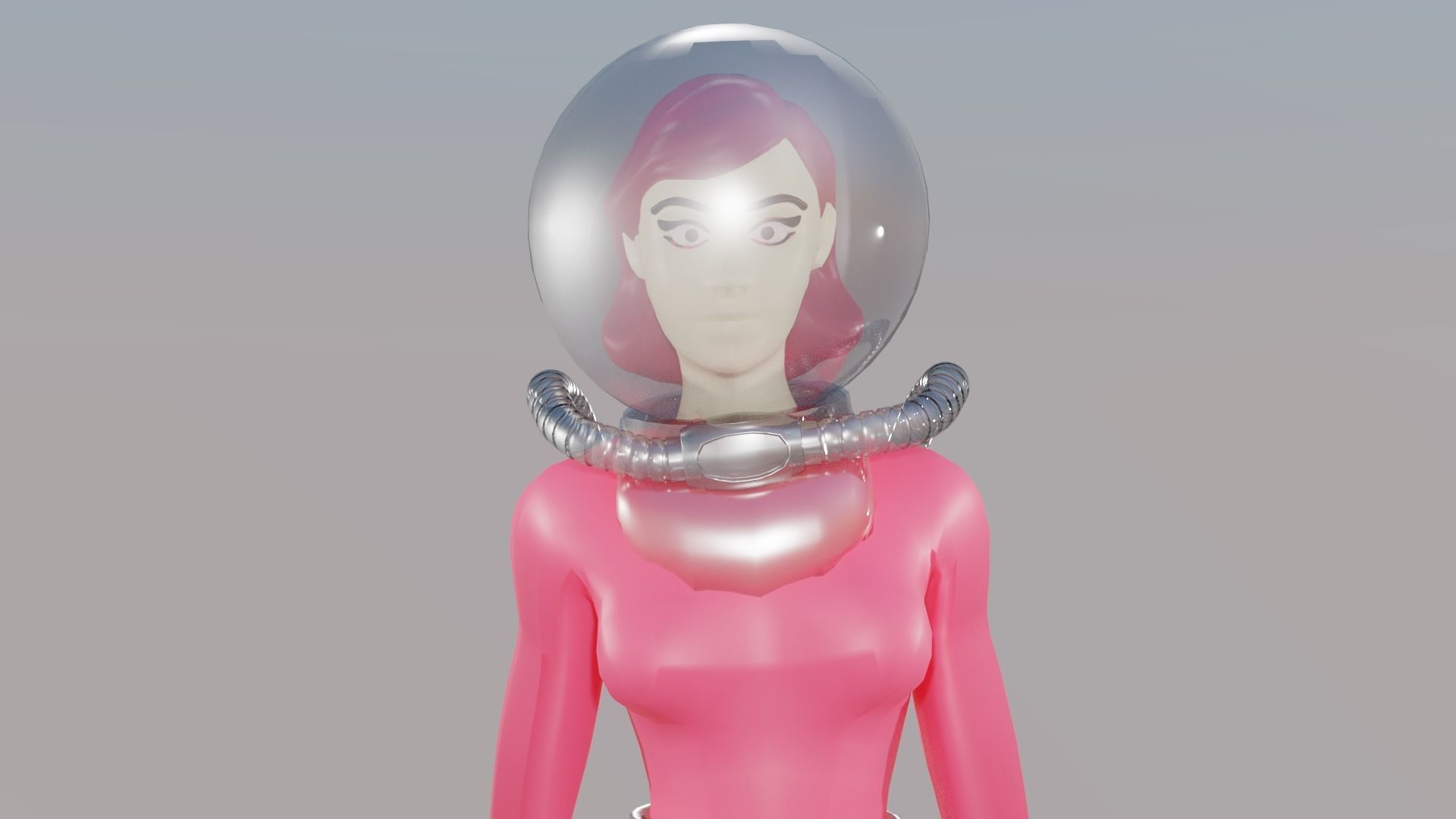 Scifi Astronaut Girl rigged Animated Game-ready Low-poly 3D model_4