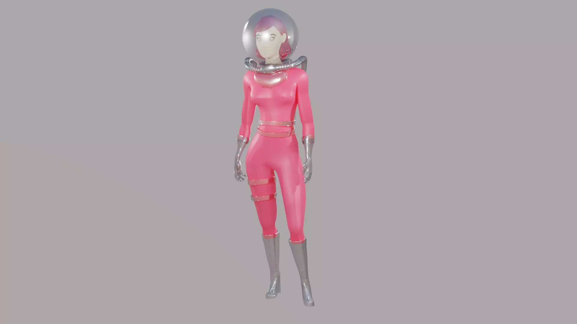 Scifi Astronaut Girl rigged Animated Game-ready Low-poly 3D model_0