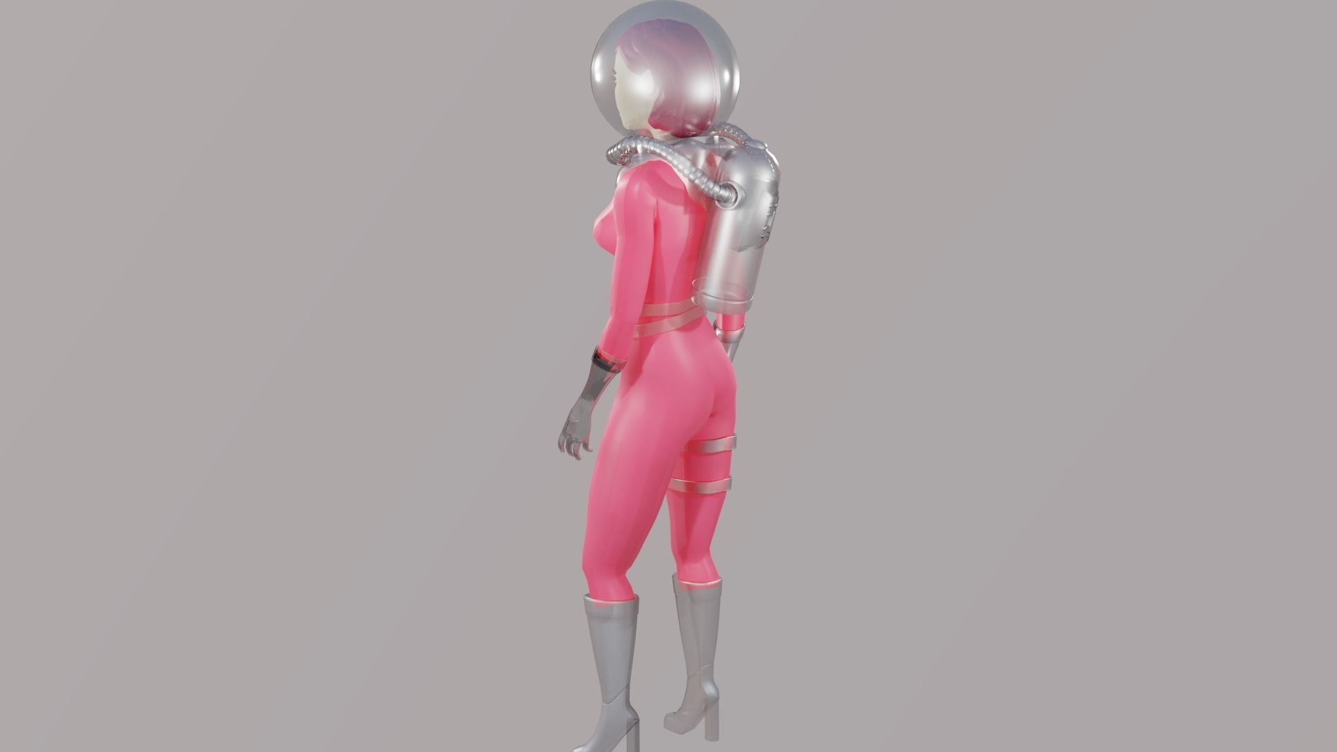 Scifi Astronaut Girl rigged Animated Game-ready Low-poly 3D model_3