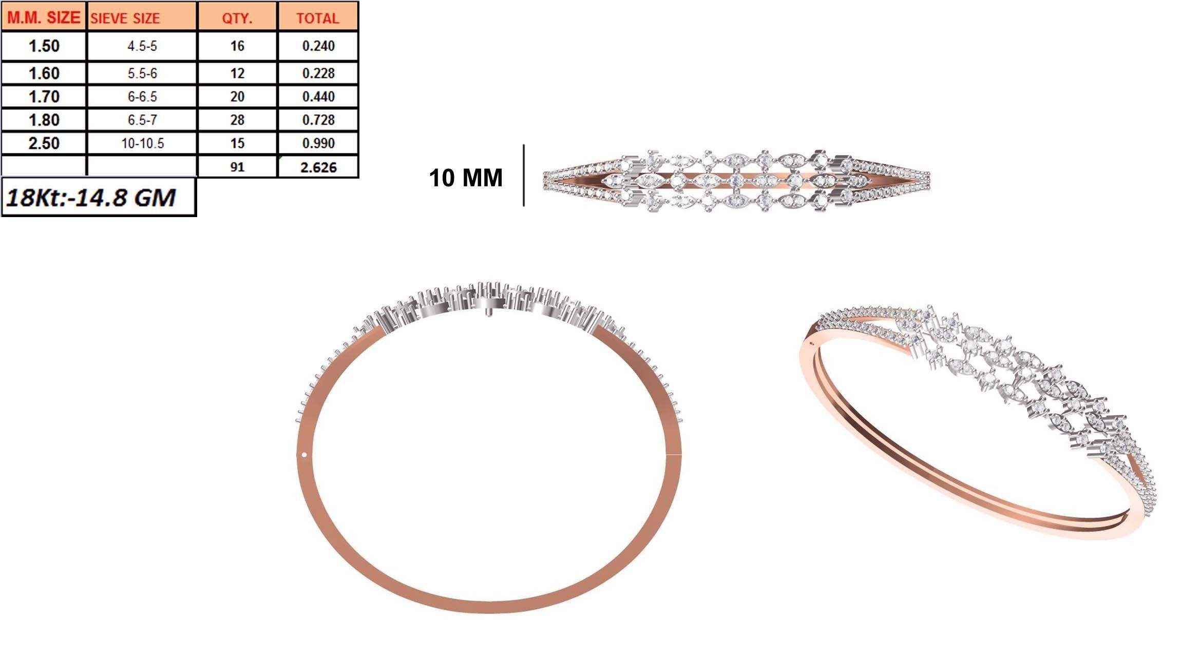 Women Bangle Bracelet STL JCD Details 3D print model_1