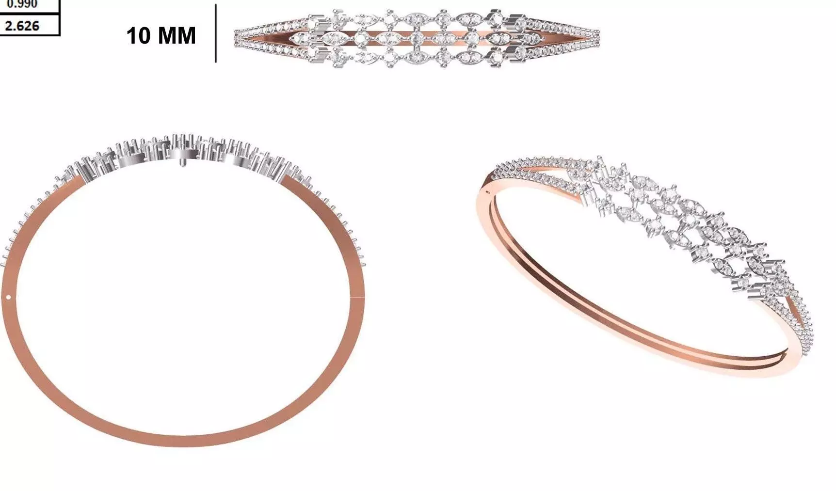 Women Bangle Bracelet STL JCD Details 3D print model_0