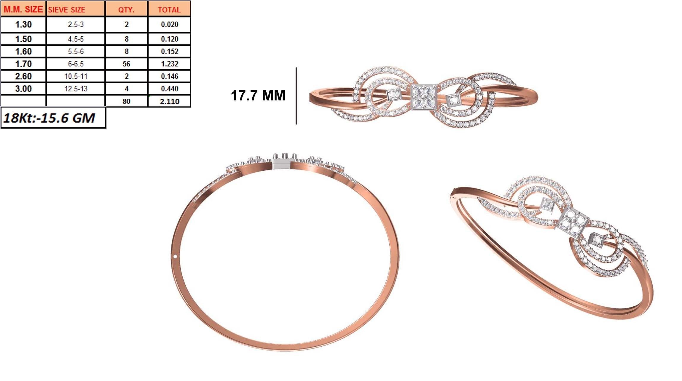 Women Bangle Bracelet STL JCD Details 3D print model_1