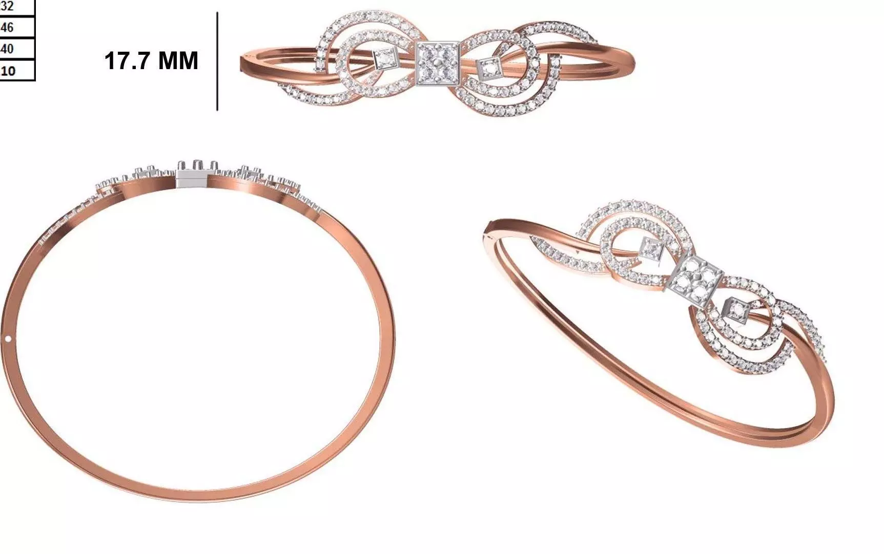 Women Bangle Bracelet STL JCD Details 3D print model_0