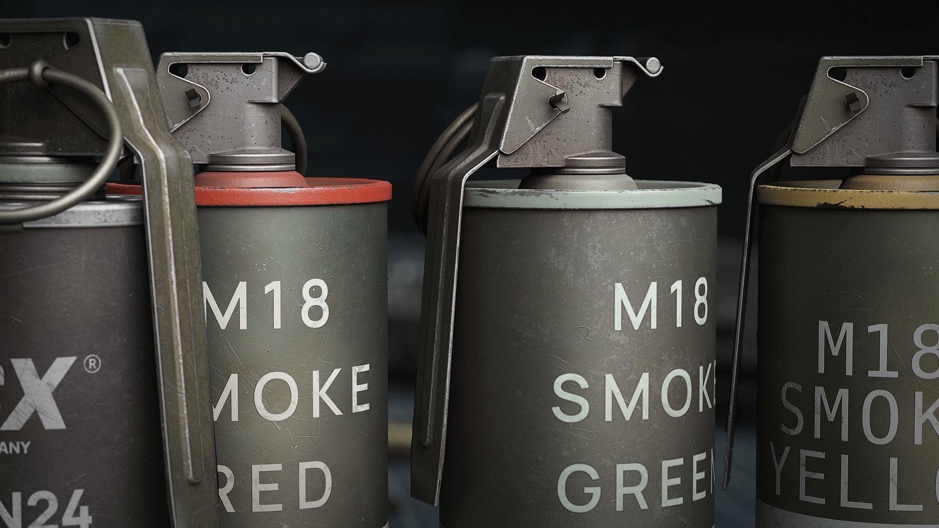 Game Ready M18 Green Flash Grenade Low-poly 3D model_3