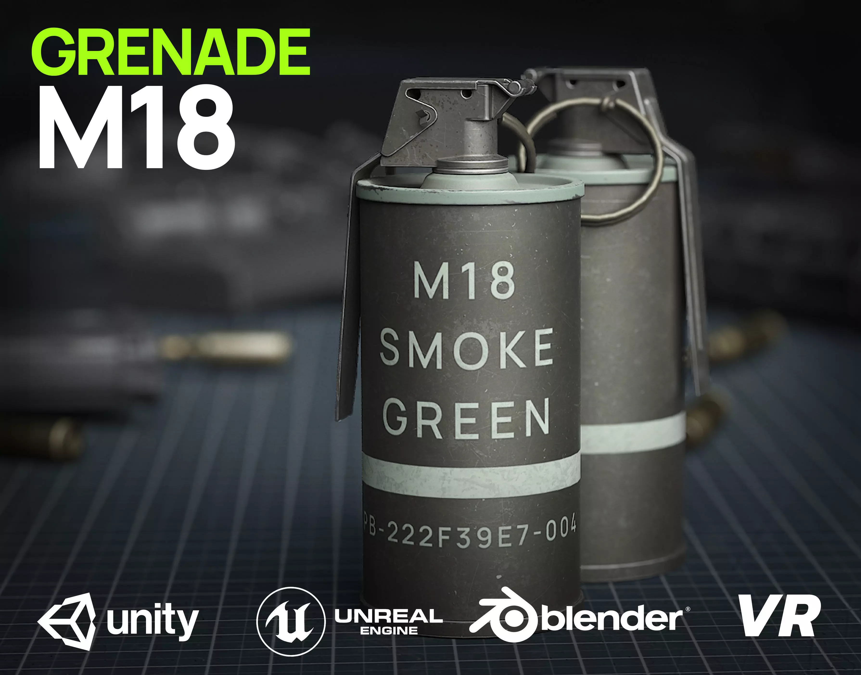 Game Ready M18 Green Flash Grenade Low-poly 3D model_0