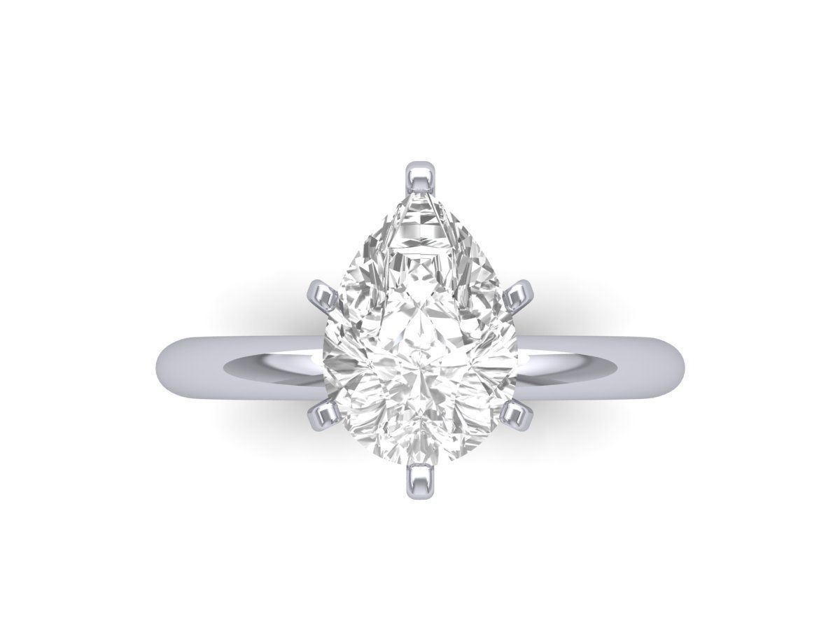 Pear Solitaire Ring 3D print model_2
