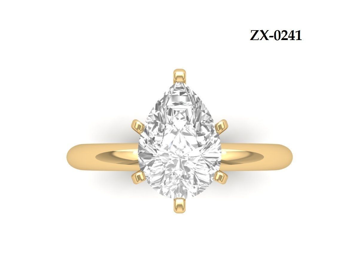 Pear Solitaire Ring 3D print model_12