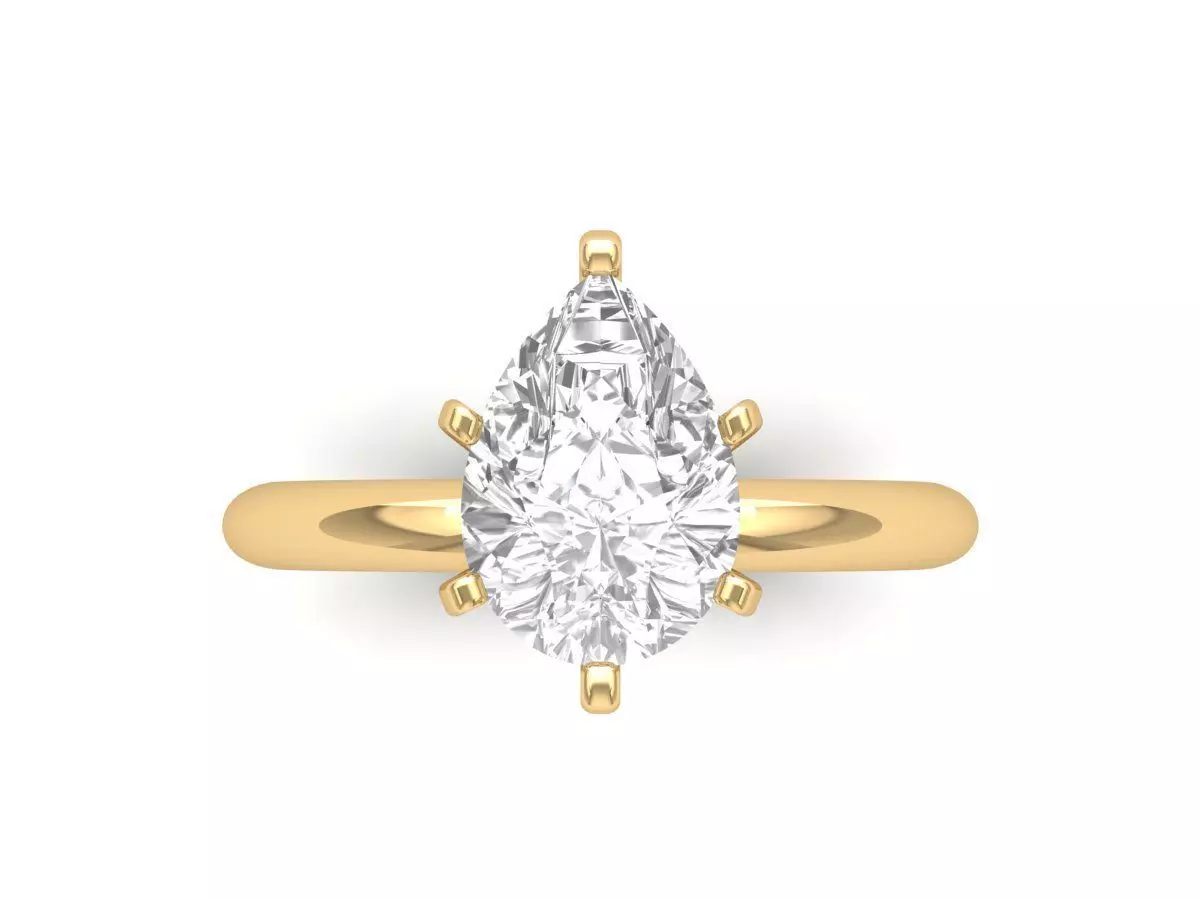 Pear Solitaire Ring 3D print model_0