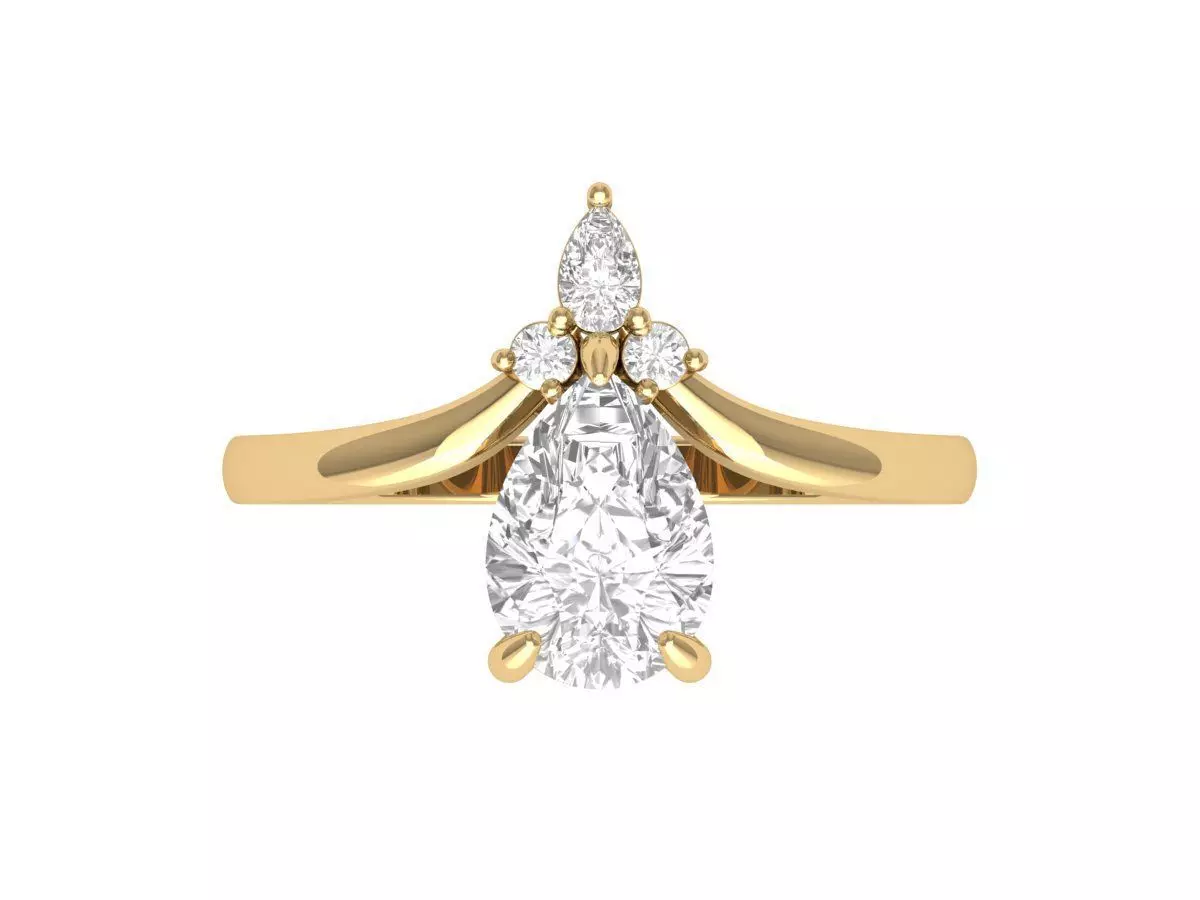 Pear Solitaire Ring 3D print model