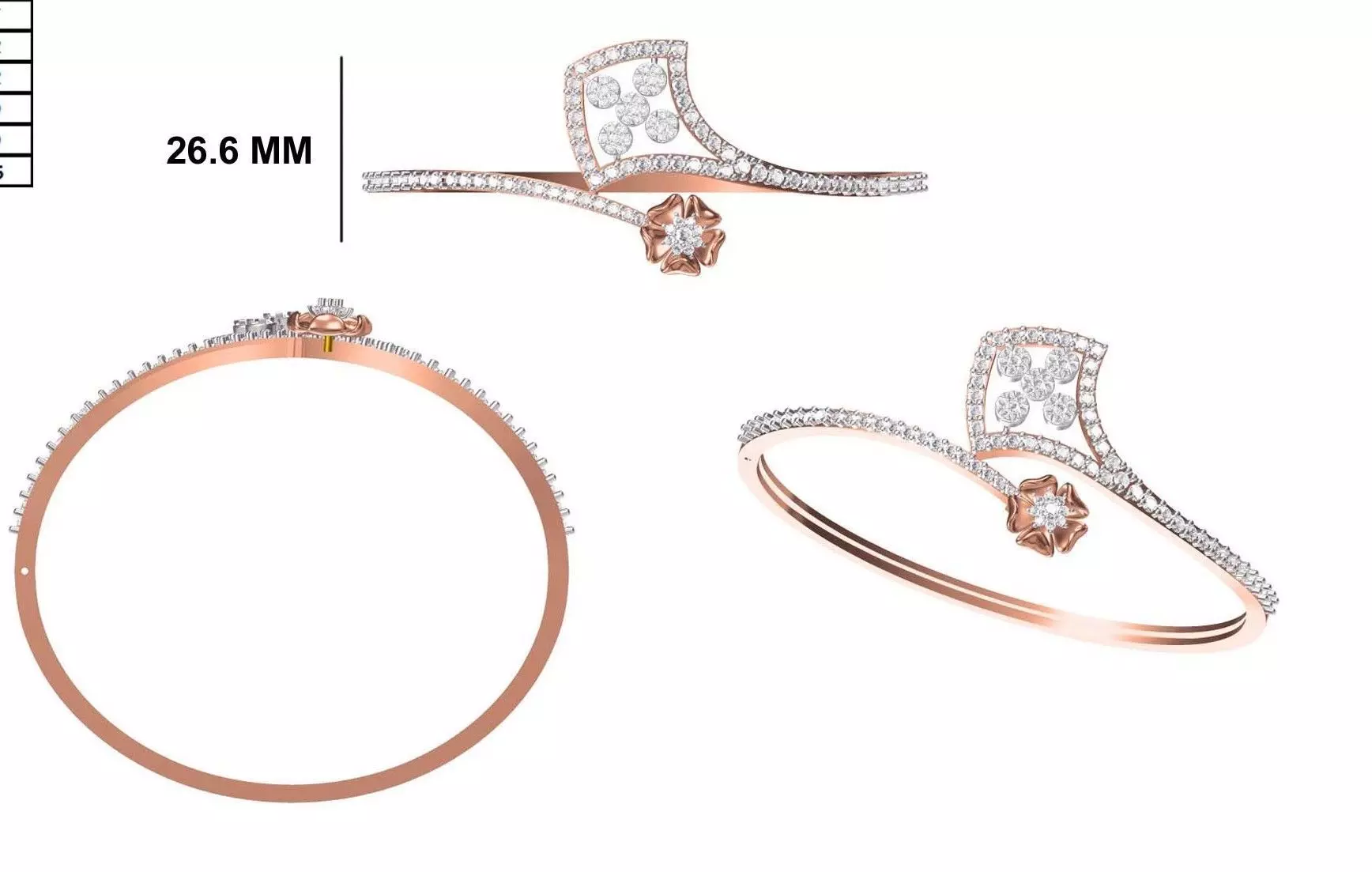 Women Bangle Bracelet STL JCD Details 3D print model_0