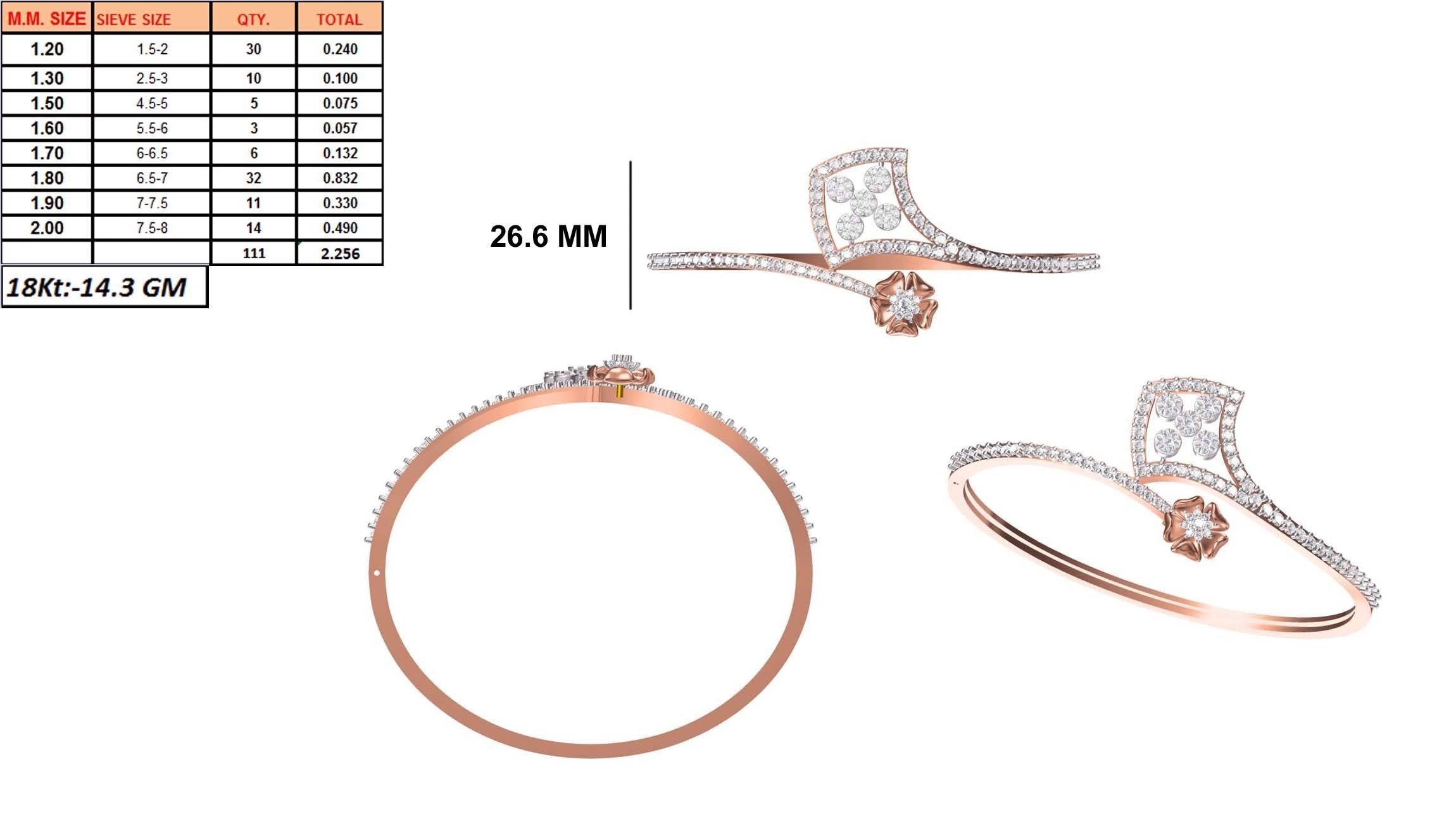 Women Bangle Bracelet STL JCD Details 3D print model_1