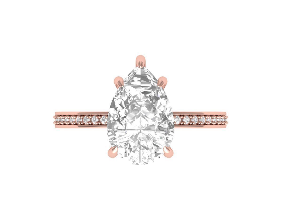 Pear Solitaire Ring 3D print model_2