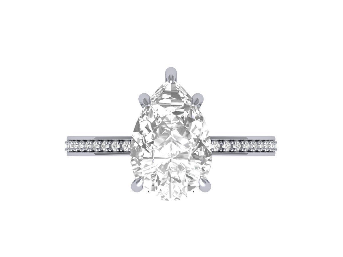 Pear Solitaire Ring 3D print model_1