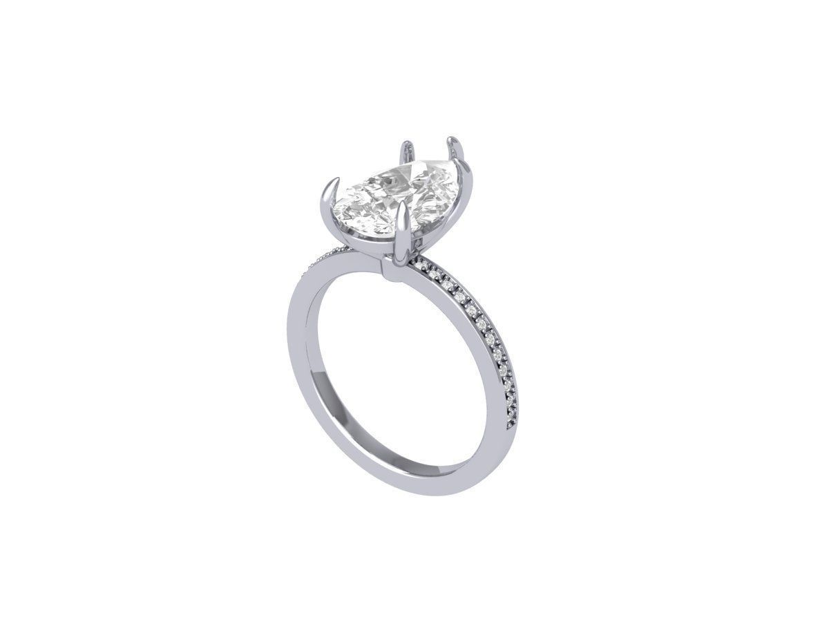 Pear Solitaire Ring 3D print model_4