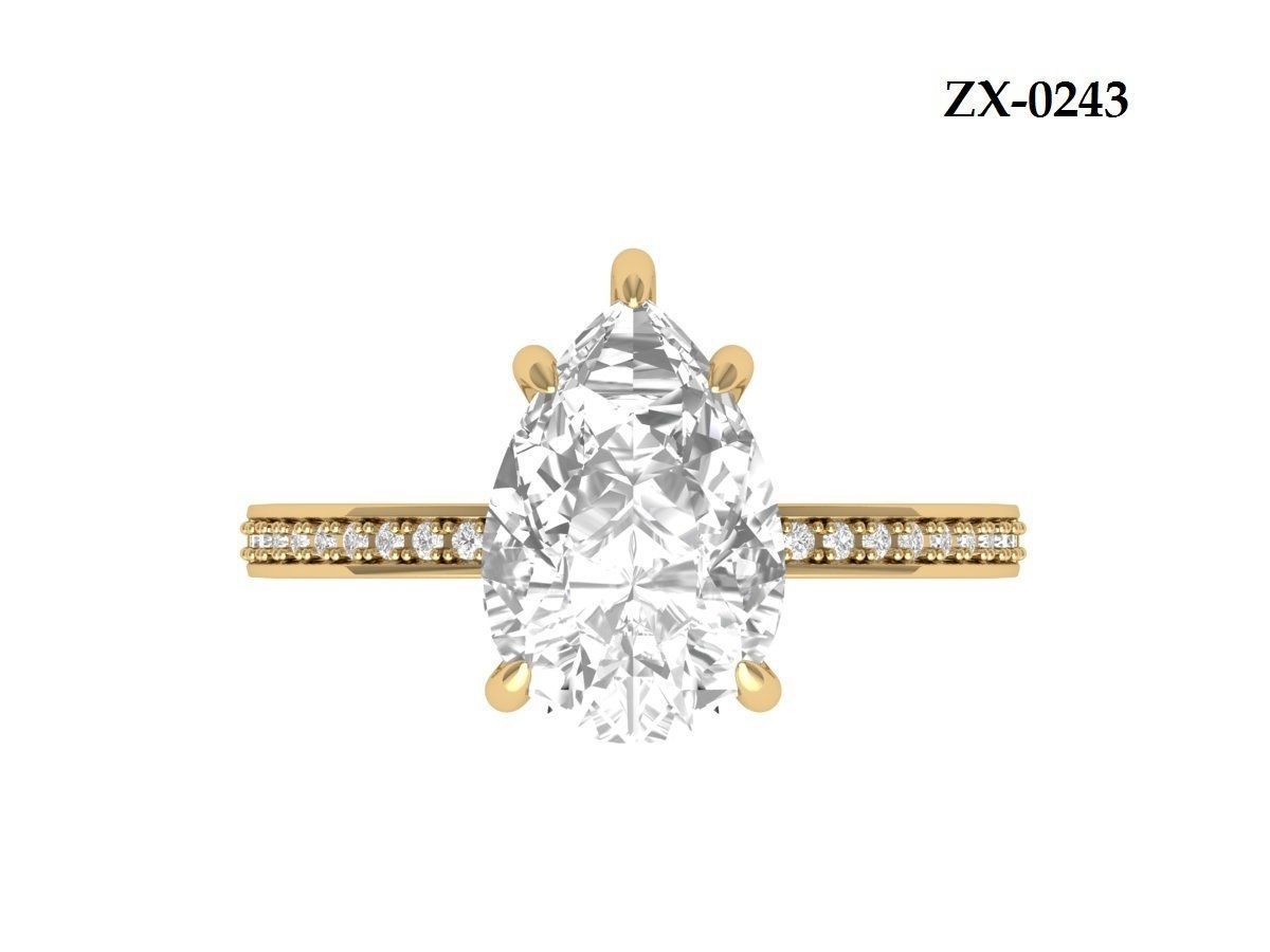 Pear Solitaire Ring 3D print model_13