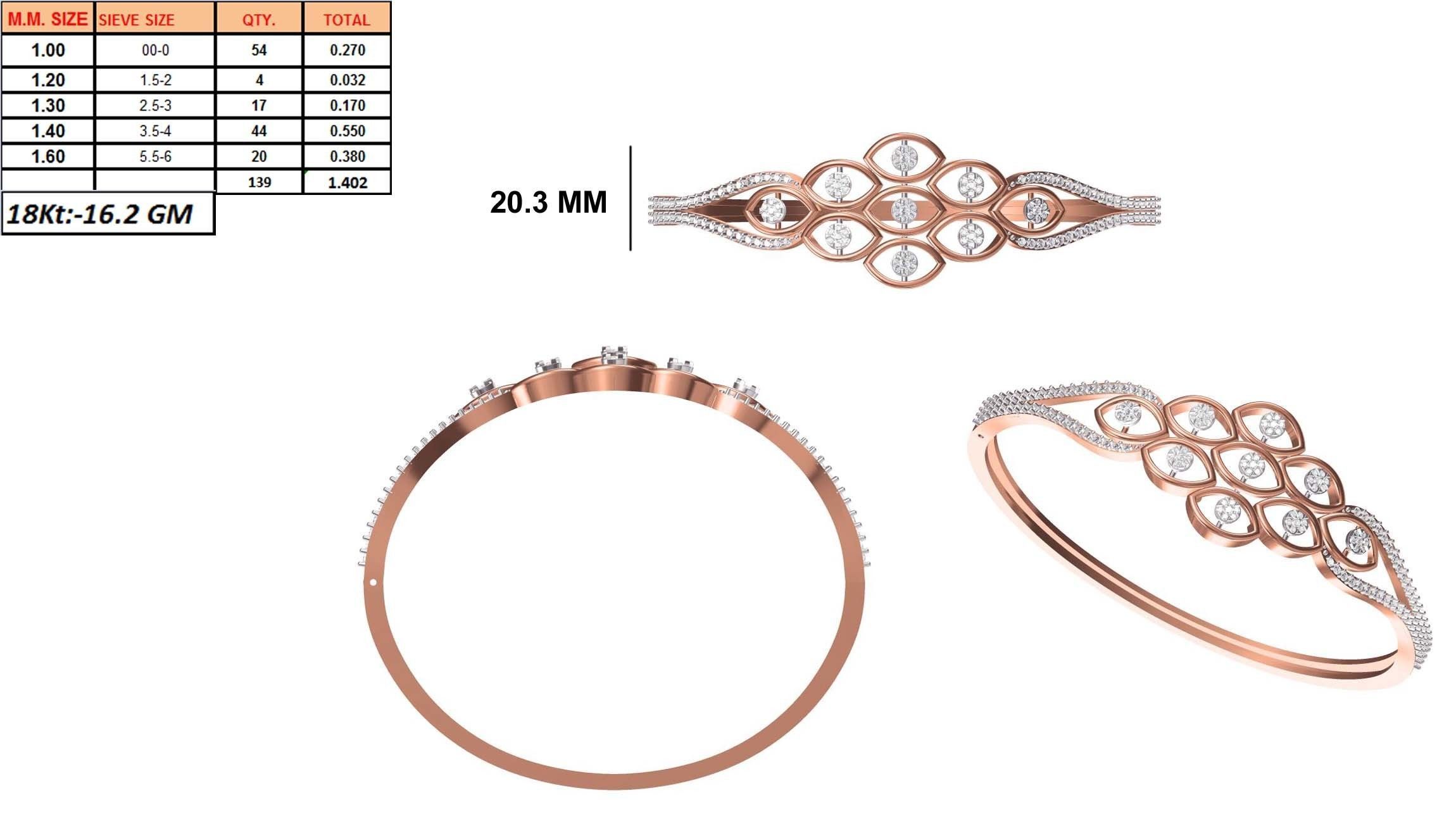 Women Bangle Bracelet STL JCD Details 3D print model_1