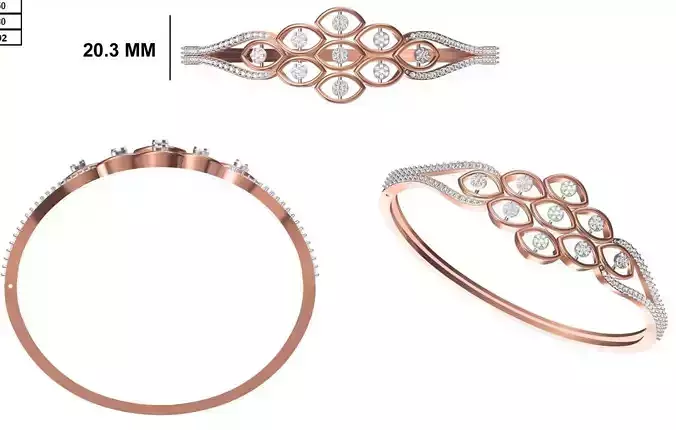 Women Bangle Bracelet STL JCD Details