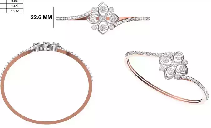 Women Bangle Bracelet STL JCD Details