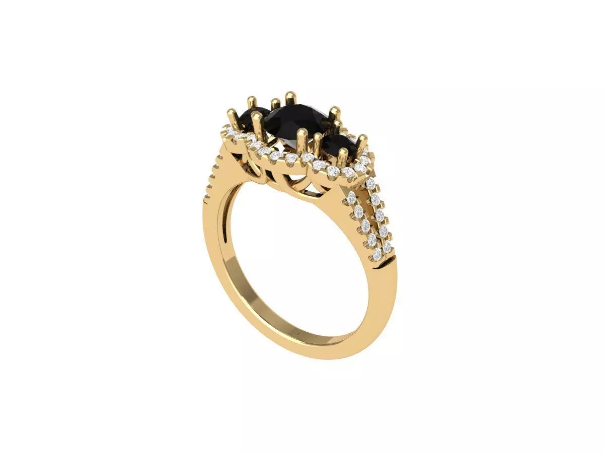 3 Stone Engagement Ring 3D print model_0