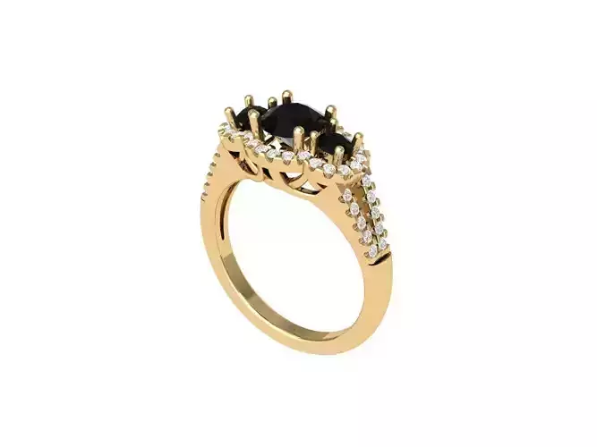 3 Stone Engagement Ring 3D print model