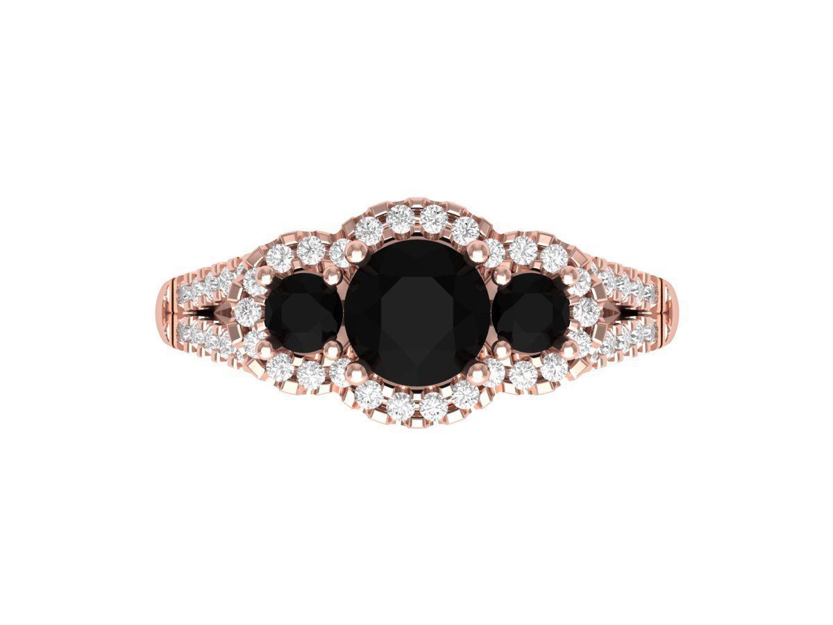 3 Stone Engagement Ring 3D print model_5