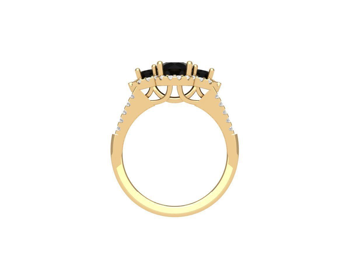 3 Stone Engagement Ring 3D print model_6