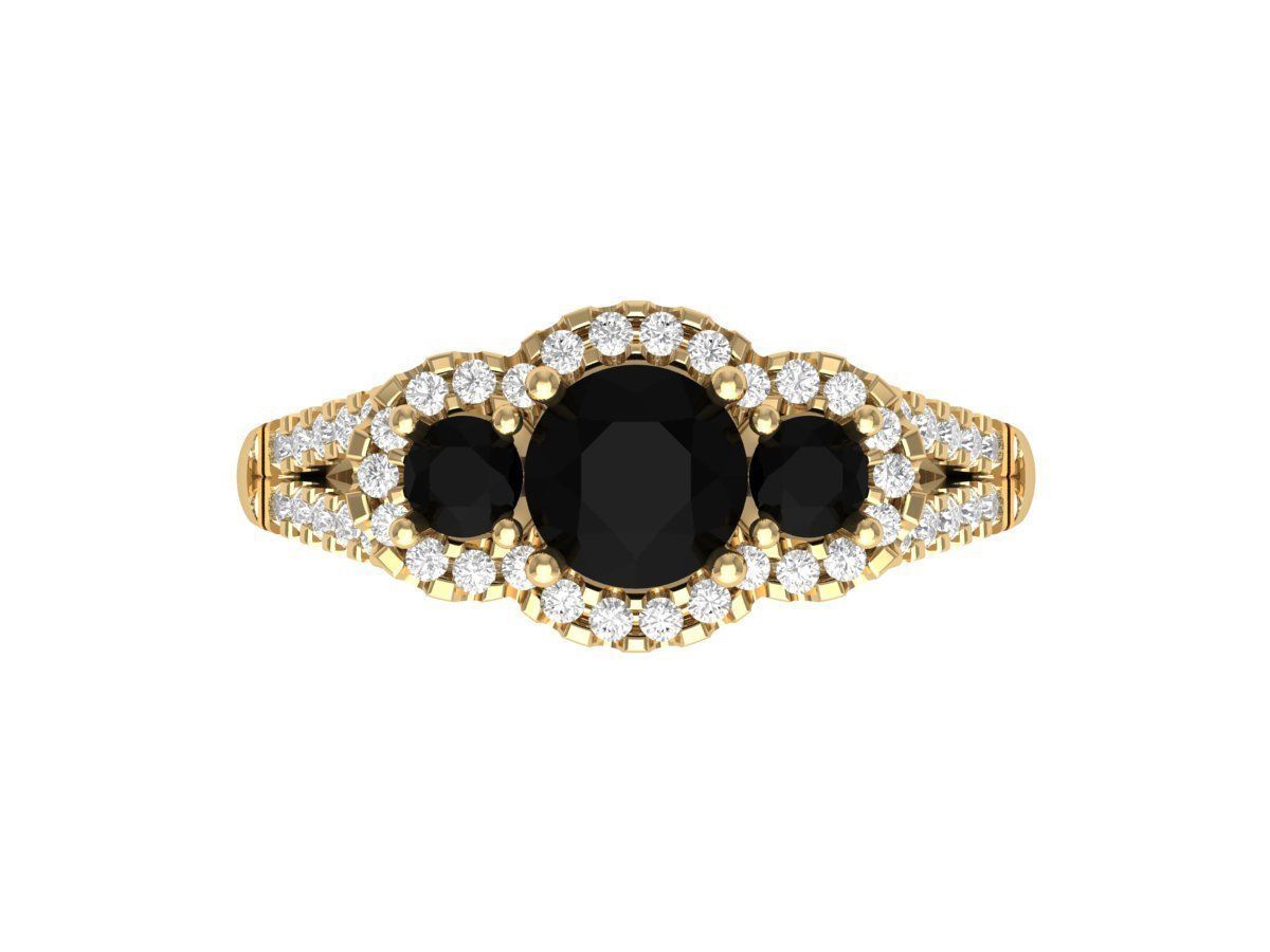 3 Stone Engagement Ring 3D print model_3