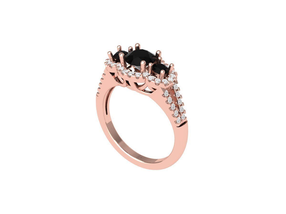 3 Stone Engagement Ring 3D print model_2
