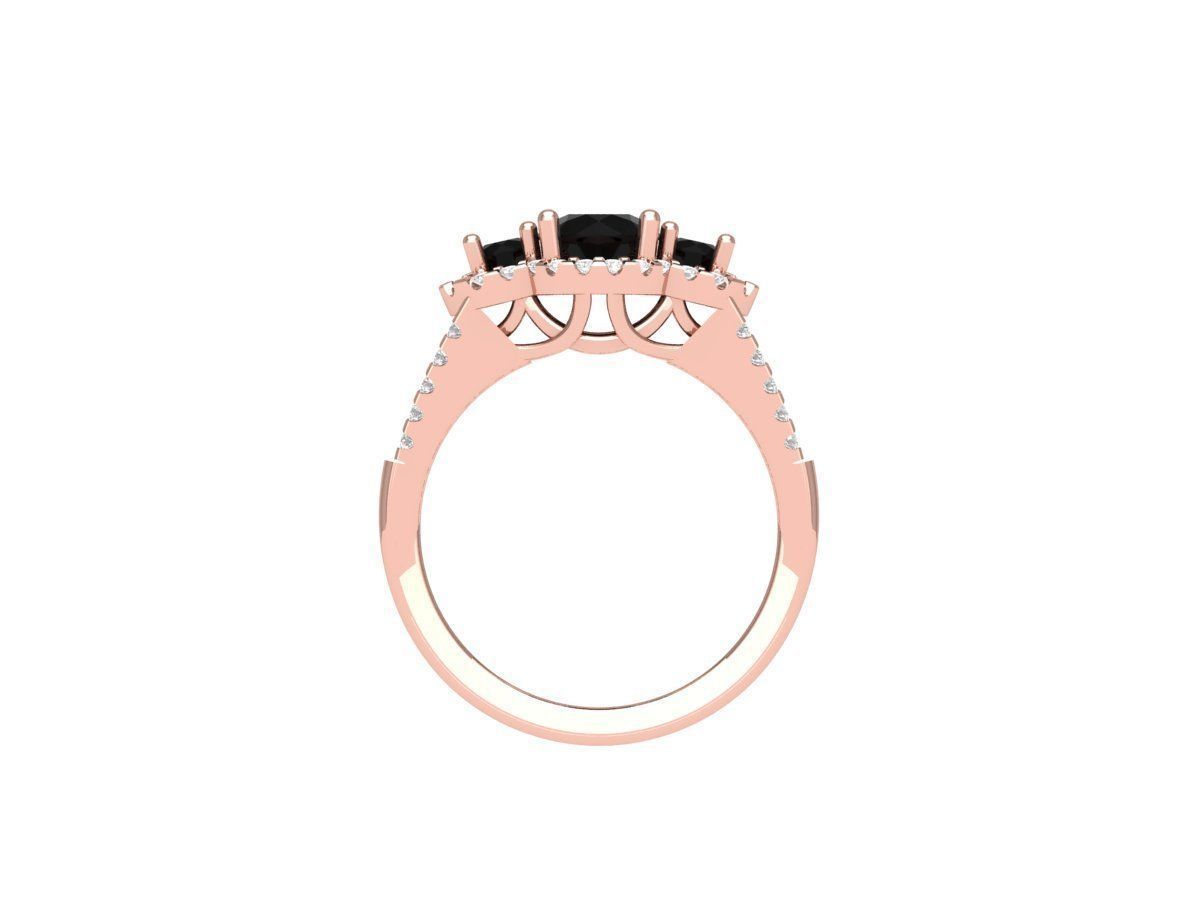 3 Stone Engagement Ring 3D print model_7